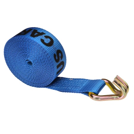 2 X 50' Blue Winch Strap With Wire Hook